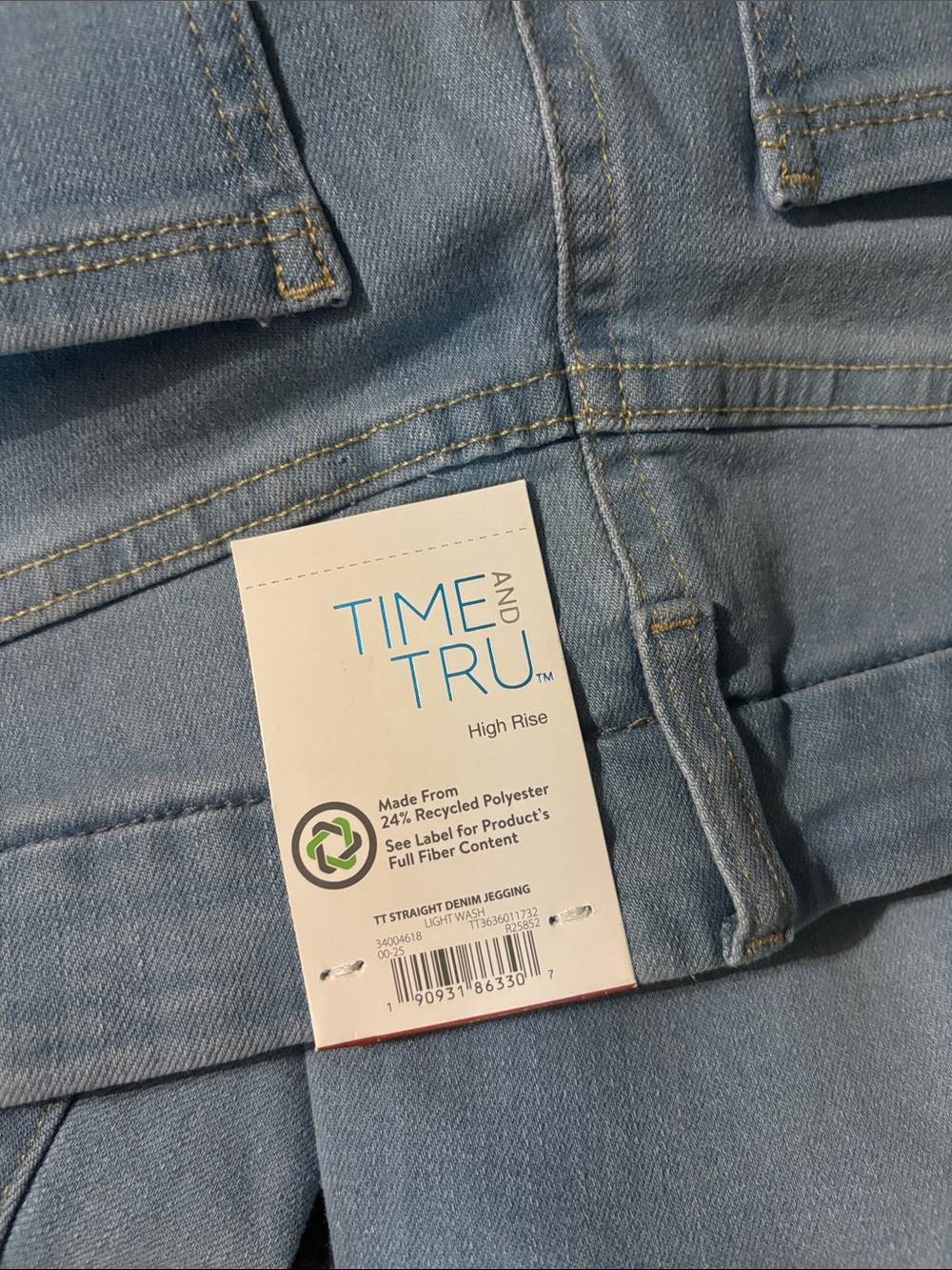 Time and Tru Women's High Rise Straight Leg Denim Jegging size M 8/10 - Picture 4 of 5